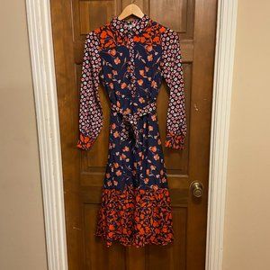 Boden Sybil Navy Wildflower Midi Shirt Dress - NWT